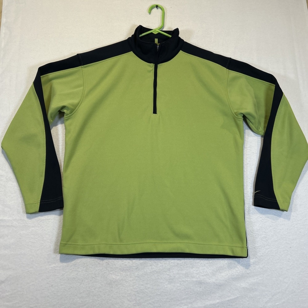 Nike Golf Jacket Mens Large Green Blue Dri-Fit 1/4 Zip Pullover Sweater 920220